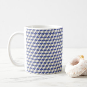 Geometrisches Kubikmuster in Lila, grau und weiß Kaffeetasse
