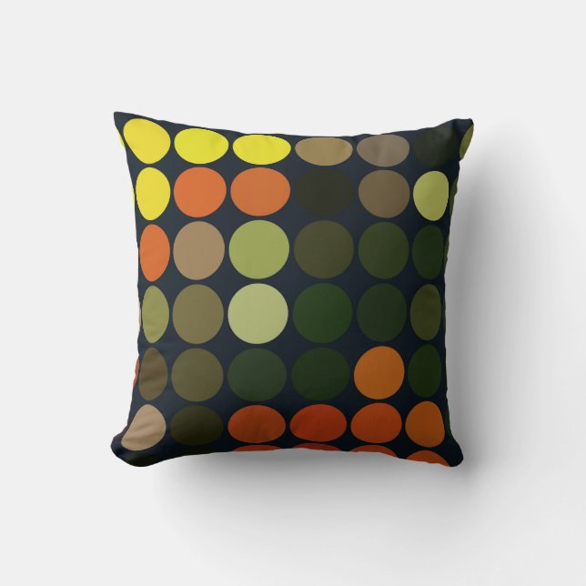 Geometrisches Kunst-Gelb, Orange, grüne Kreise Kissen (Vorderseite)