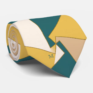 Geometrisches künstlerisches Modern Aquamarin Gold Krawatte