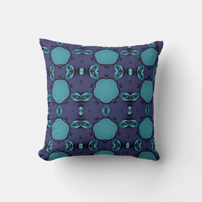 Geometrisches Kunstmuster aquamarin Kissen (Vorderseite)