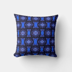 Geometrisches Kunstmuster blaues Kissen