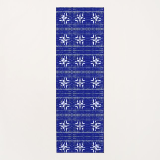 Geometrisches Kunstmuster Saphir blau weiß grau Yogamatte (Vorderseite)