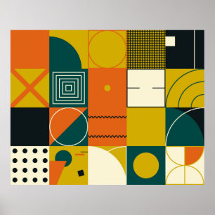 Geometrisches Kunstwerk mit einfachen Formen und f Poster