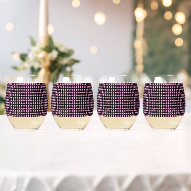 Geometrisches, lebendiges, rosafarbenes Muster Weinglas Ohne Stiel (Insitu (Hochzeit))
