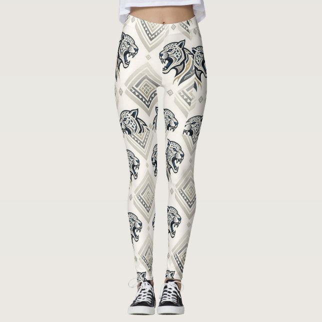 Geometrisches Leoparden-Patch-Muster Leggings (Vorderseite)