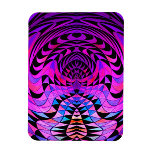 Geometrisches, leuchtendes, Lila Schwarzes Fraktal Magnet