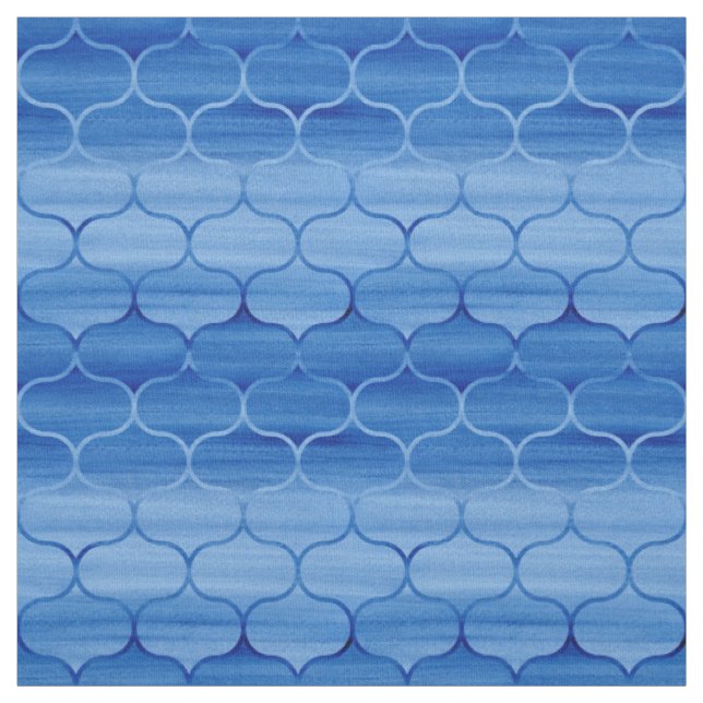 Geometrisches Licht zu dunkelblauem gemaltem Ogee Stoff (Muster)