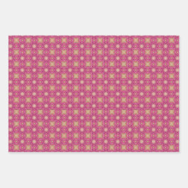 Geometrisches Lila grünes Set Geschenkpapier Set