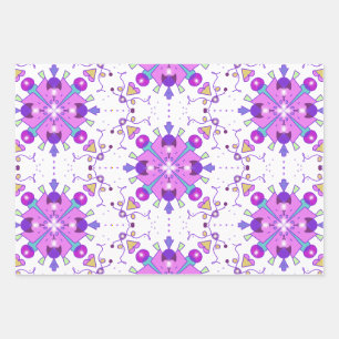 Geometrisches Lila rosa blaues Muster Geschenkpapier Set