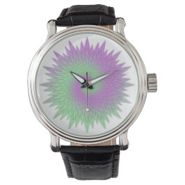 Geometrisches Lila und Grün Armbanduhr
