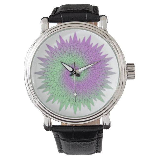 Geometrisches Lila und Grün Armbanduhr (Vorderseite)