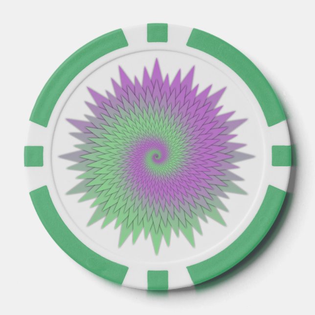 Geometrisches Lila und Grün Pokerchips (Vorderseite)