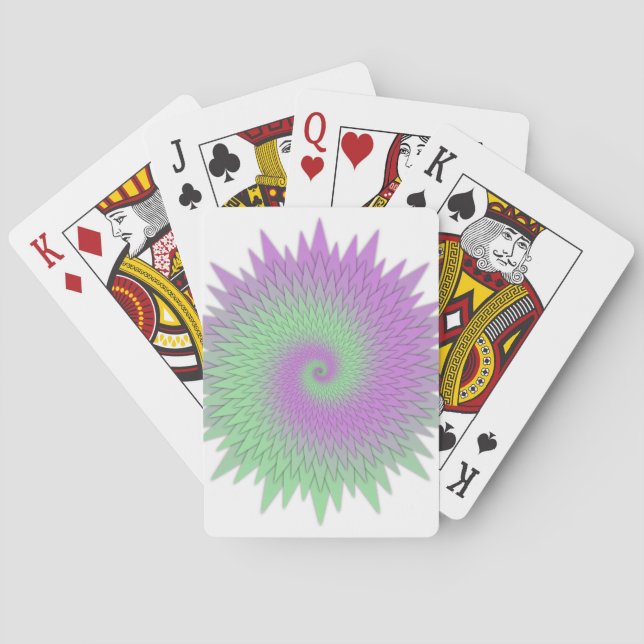 Geometrisches Lila und Grün Spielkarten (Rückseite)