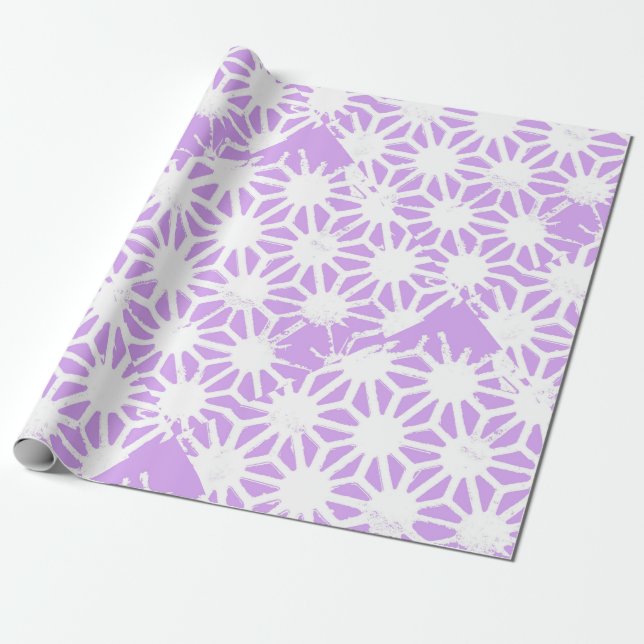 geometrisches Lilac-Muster Geschenkpapier (Ungerollt)