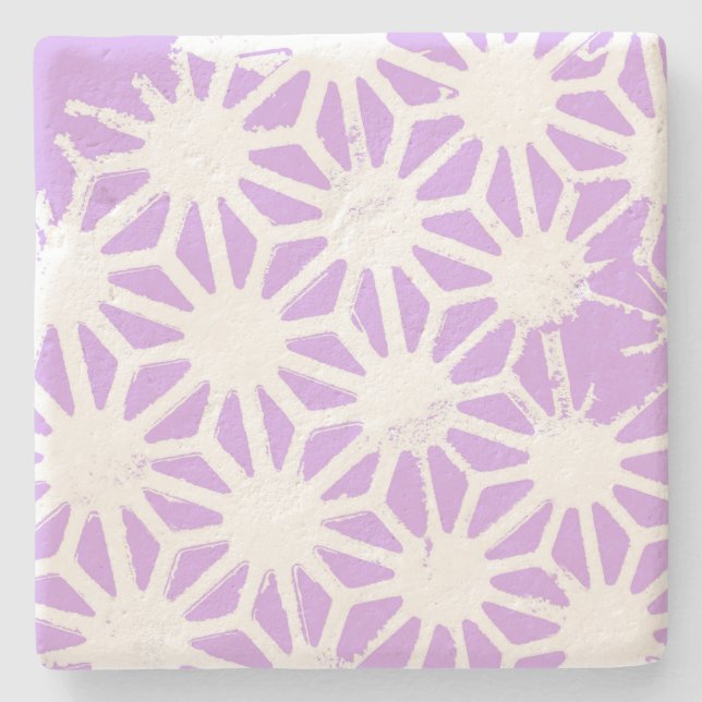 geometrisches Lilac-Muster Steinuntersetzer (Vorderseite)