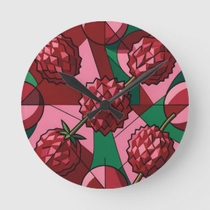 Geometrisches Litschi-Muster Runde Wanduhr