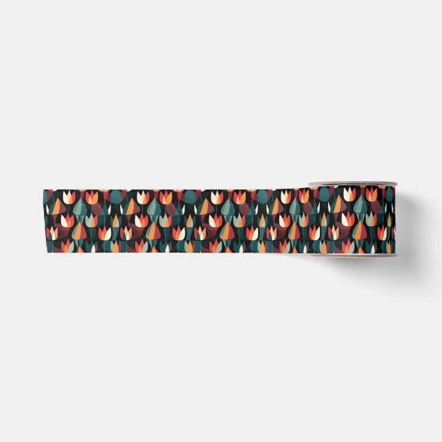 Geometrisches Lotus-Blume Satinband (Vorderseite)