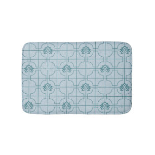 Geometrisches Lotus Grid-Muster - Der weiße Lotus Badematte