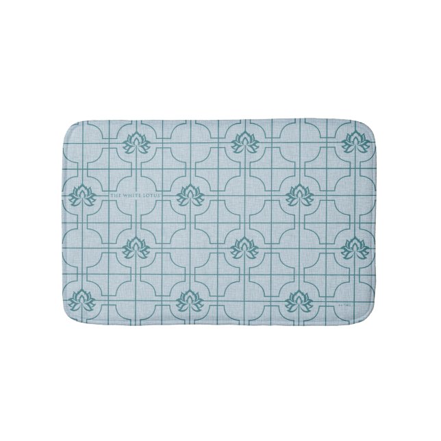 Geometrisches Lotus Grid-Muster - Der weiße Lotus Badematte (Vorderseite)