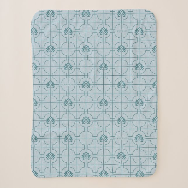Geometrisches Lotus Grid-Muster - Der weiße Lotus Sherpadecke (Vorderseite)