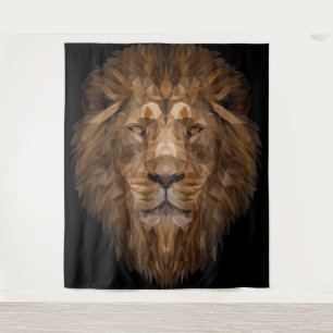 Geometrisches Löwenportrait Wandteppich