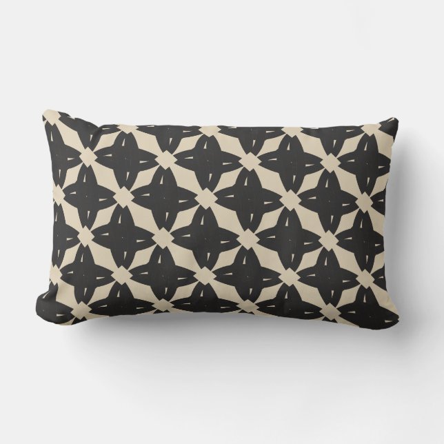 Geometrisches Lumbalkissen aus schwarzem Flor Lendenkissen (Vorderseite)