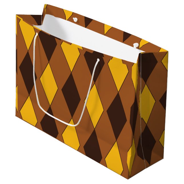 Geometrisches Luxus-Diamantmuster Große Geschenktüte (Vorderseite Schrägansicht)