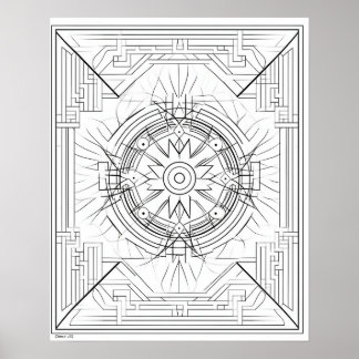 Geometrisches Mandala-Farbplakat für Erwachsene Poster