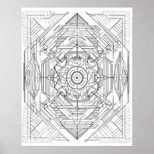 Geometrisches Mandala-Farbplakat für Erwachsene Poster