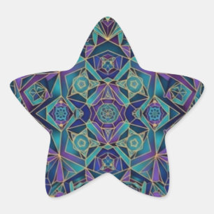 Geometrisches Mandala Heiliges Muster Abstrakte Ku Stern-Aufkleber