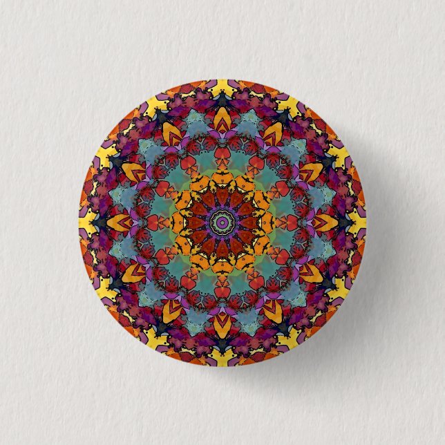 Geometrisches Mandala Lila Blau Design-64351 Button (Vorderseite)