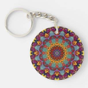 Geometrisches Mandala Lila Blau Design-64351 Schlüsselanhänger