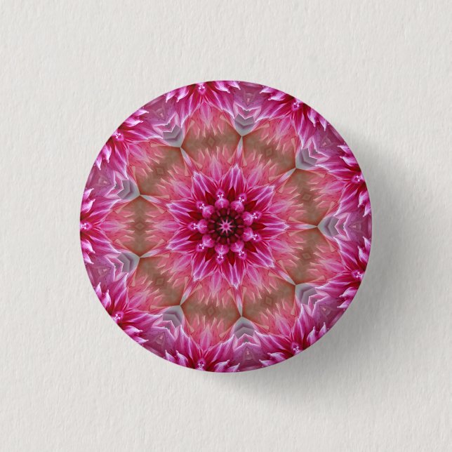 Geometrisches Mandala Pink-Blume-Muster-67545 Button (Vorderseite)