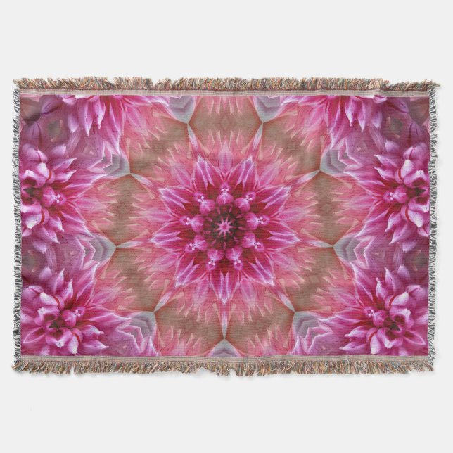 Geometrisches Mandala Pink-Blume-Muster-67545 Decke (Vorderseite)