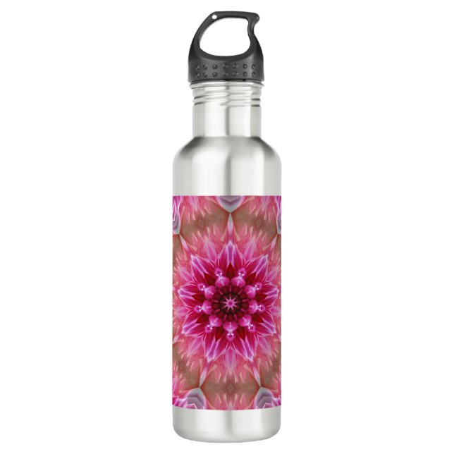 Geometrisches Mandala Pink-Blume-Muster-67545 Edelstahlflasche (Vorderseite)