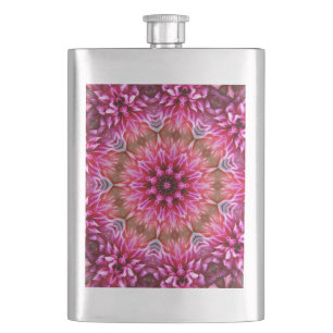 Geometrisches Mandala Pink-Blume-Muster-67545 Flachmann