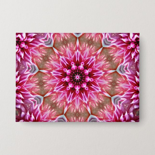 Geometrisches Mandala Pink-Blume-Muster-67545 Keyc Button (Vorderseite)