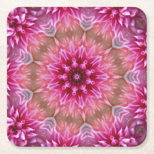 Geometrisches Mandala Pink-Blume-Muster-67545 Rechteckiger Pappuntersetzer