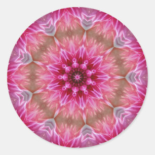 Geometrisches Mandala Pink-Blume-Muster-67545 Runder Aufkleber