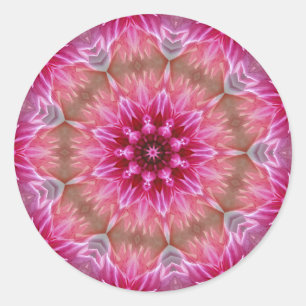 Geometrisches Mandala Pink-Blume-Muster-67545 Runder Aufkleber