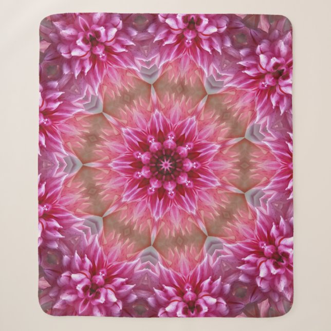 Geometrisches Mandala Pink-Blume-Muster-67545 Sherpadecke (Vorderseite)