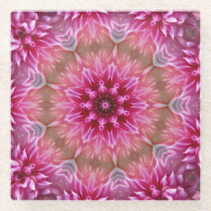 Geometrisches Mandala Rosa Blumenmuster-67545 Glasuntersetzer