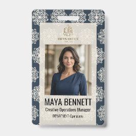 Geometrisches Mandala Tiefes Navy Elfenbein Ausweis