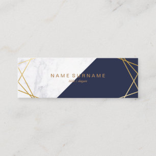 Geometrisches Marble Gold Blue Mini Business Card Visitenkarte