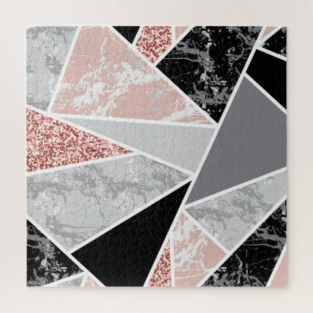 Geometrisches Marmor mit rosa Glitzer: Nahtlos (Vertikal)
