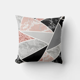 Geometrisches Marmor mit rosa Glitzer: Nahtlos Kissen