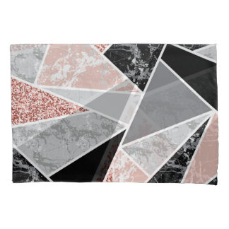 Geometrisches Marmor mit rosa Glitzer: Nahtlos Kissenbezug