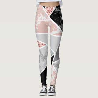 Geometrisches Marmor mit rosa Glitzer: Nahtlos Leggings