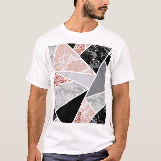 Geometrisches Marmor mit rosa Glitzer: Nahtlos T-Shirt