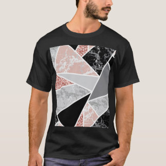 Geometrisches Marmor mit rosa Glitzer: Nahtlos T-Shirt